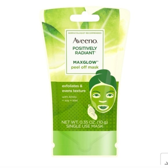 🌈4/$20 NEW Aveeno Positively Radiant MaxGlow Peel Off Face Mask Single Use 10g - Picture 1 of 4